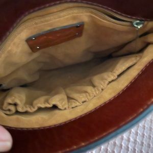 Genuine leather cross body  dark brown medium size  dark brown brand new